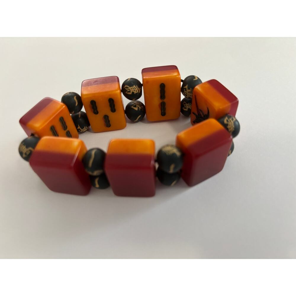 Vintage Mahjong Bakelite Stretch Bracelet